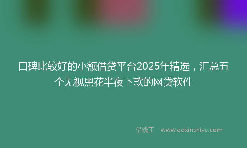 口碑比较好的小额借贷平台2025年精选，汇总五个无视黑花半夜下款的网贷软件
