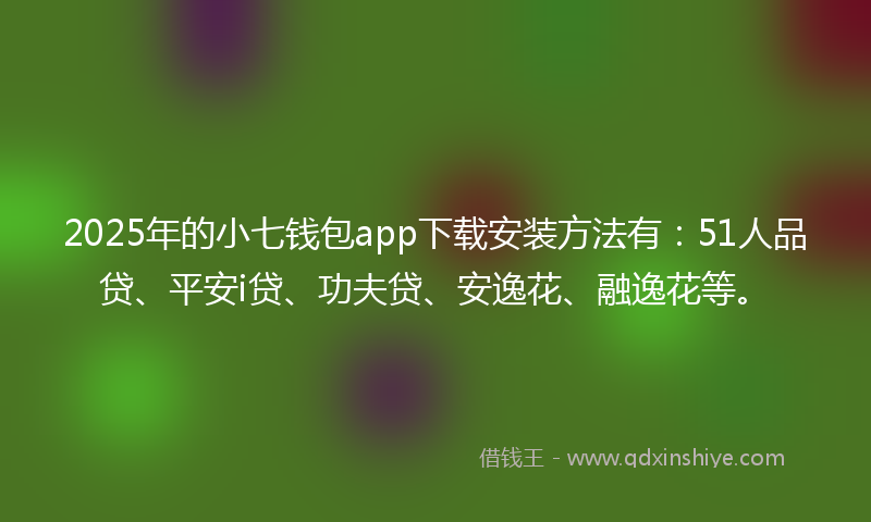 2025年的小七钱包app下载安装方法有：51人品贷、平安i贷、功夫贷、安逸花、融逸花等。
