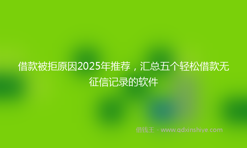 借款被拒原因2025年推荐，汇总五个轻松借款无征信记录的软件