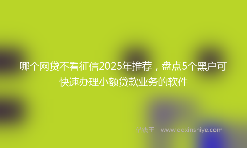 哪个网贷不看征信2025年推荐，盘点5个黑户可快速办理小额贷款业务的软件