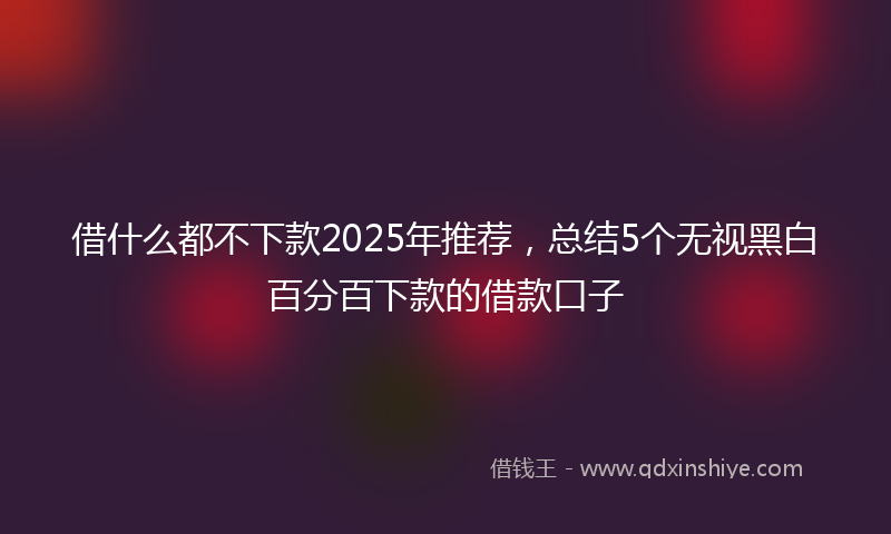 借什么都不下款2025年推荐，总结5个无视黑白百分百下款的借款口子