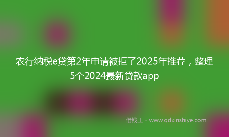 农行纳税e贷第2年申请被拒了2025年推荐，整理5个2024最新贷款app