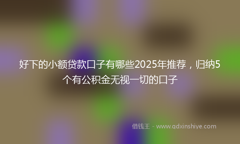 好下的小额贷款口子有哪些2025年推荐，归纳5个有公积金无视一切的口子