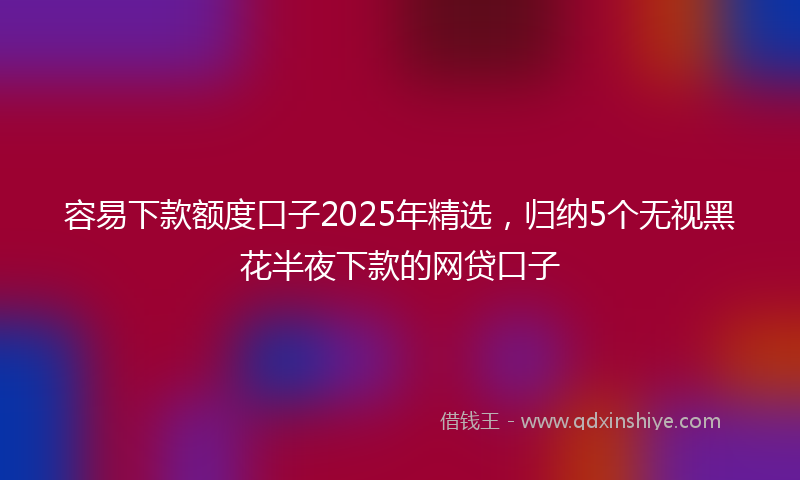 容易下款额度口子2025年精选，归纳5个无视黑花半夜下款的网贷口子