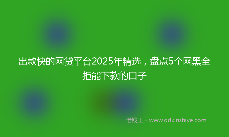 出款快的网贷平台2025年精选，盘点5个网黑全拒能下款的口子