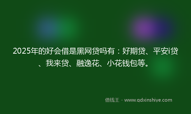 2025年的好会借是黑网贷吗有：好期贷、平安i贷、我来贷、融逸花、小花钱包等。