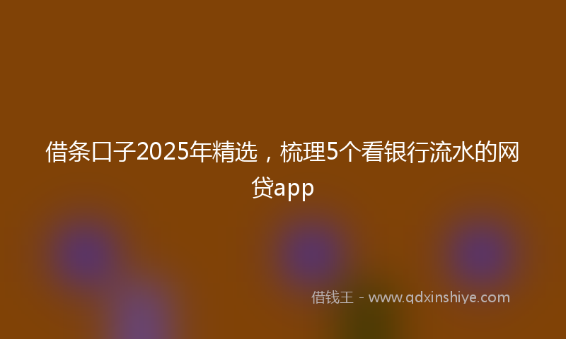 借条口子2025年精选，梳理5个看银行流水的网贷app
