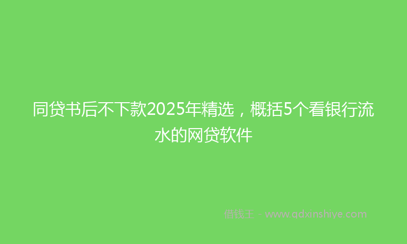 同贷书后不下款2025年精选，概括5个看银行流水的网贷软件