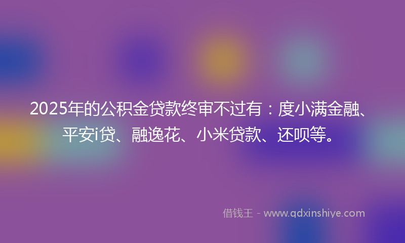 2025年的公积金贷款终审不过有：度小满金融、平安i贷、融逸花、小米贷款、还呗等。