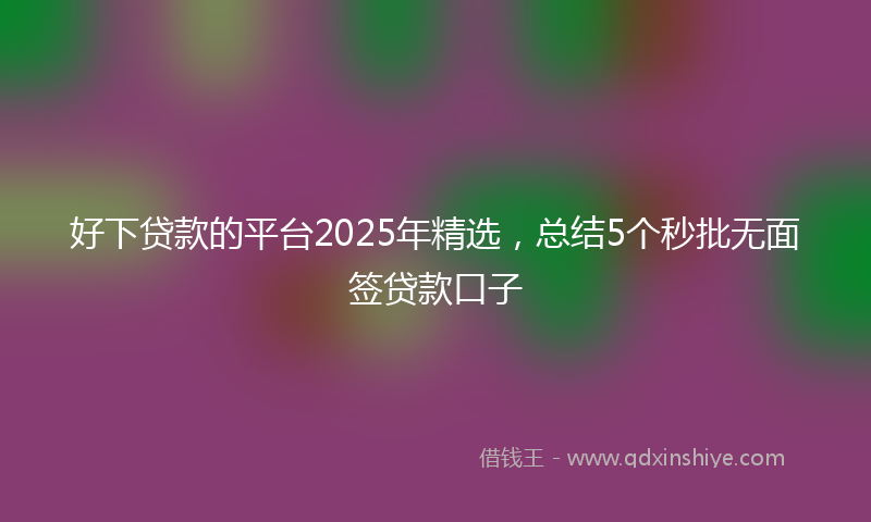 好下贷款的平台2025年精选，总结5个秒批无面签贷款口子