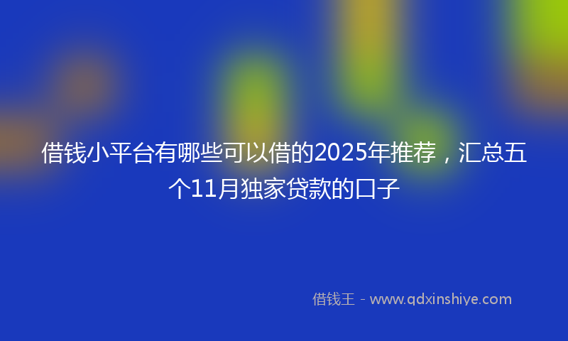 借钱小平台有哪些可以借的2025年推荐，汇总五个11月独家贷款的口子