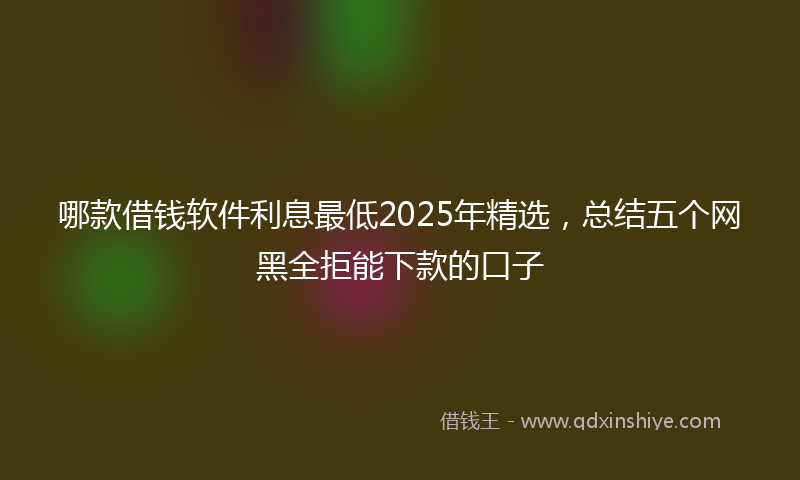 哪款借钱软件利息最低2025年精选，总结五个网黑全拒能下款的口子