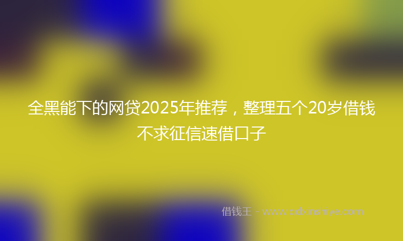 全黑能下的网贷2025年推荐，整理五个20岁借钱不求征信速借口子