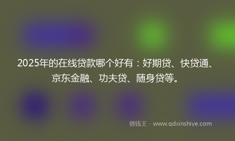 2025年的在线贷款哪个好有：好期贷、快贷通、京东金融、功夫贷、随身贷等。