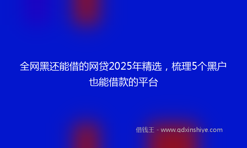 全网黑还能借的网贷2025年精选，梳理5个黑户也能借款的平台