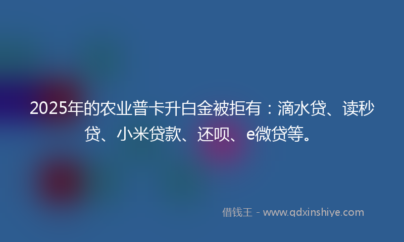 2025年的农业普卡升白金被拒有：滴水贷、读秒贷、小米贷款、还呗、e微贷等。