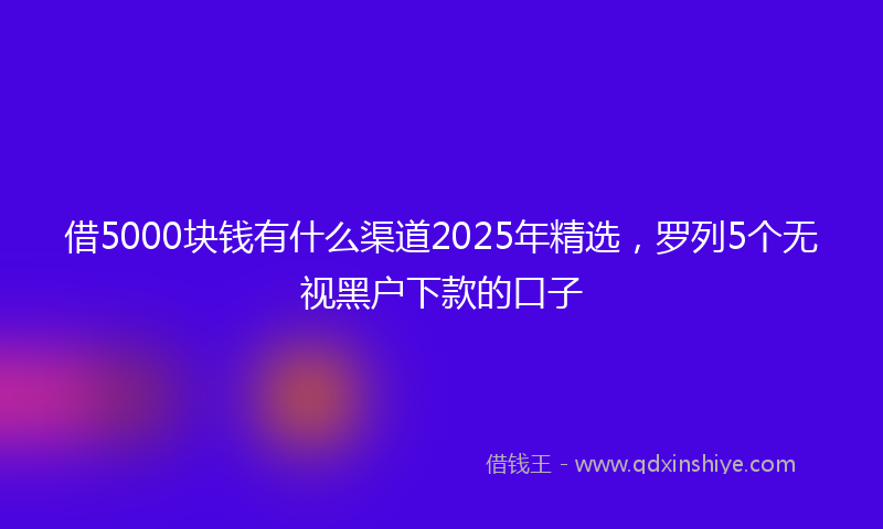 借5000块钱有什么渠道2025年精选，罗列5个无视黑户下款的口子