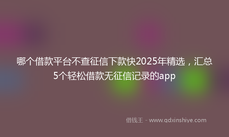哪个借款平台不查征信下款快2025年精选，汇总5个轻松借款无征信记录的app