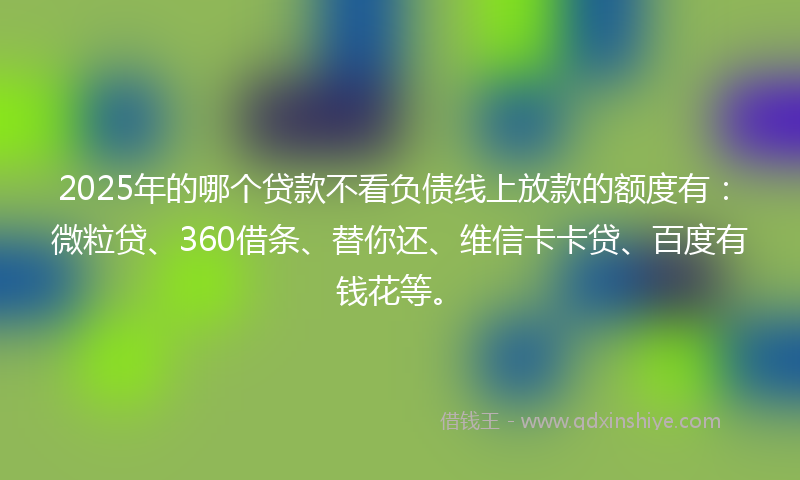 2025年的哪个贷款不看负债线上放款的额度有：微粒贷、360借条、替你还、维信卡卡贷、百度有钱花等。