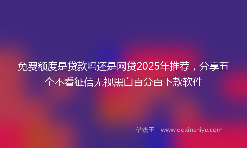 免费额度是贷款吗还是网贷2025年推荐，分享五个不看征信无视黑白百分百下款软件