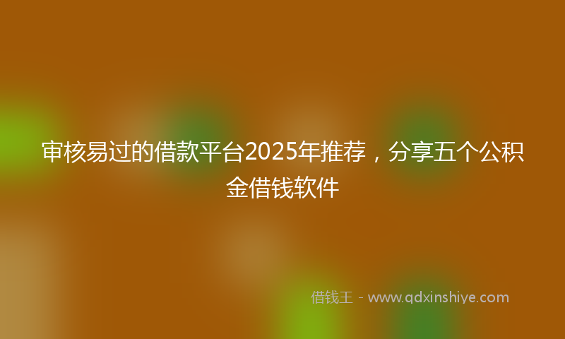审核易过的借款平台2025年推荐，分享五个公积金借钱软件