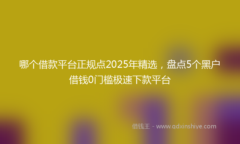 哪个借款平台正规点2025年精选，盘点5个黑户借钱0门槛极速下款平台
