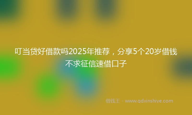 叮当贷好借款吗2025年推荐，分享5个20岁借钱不求征信速借口子
