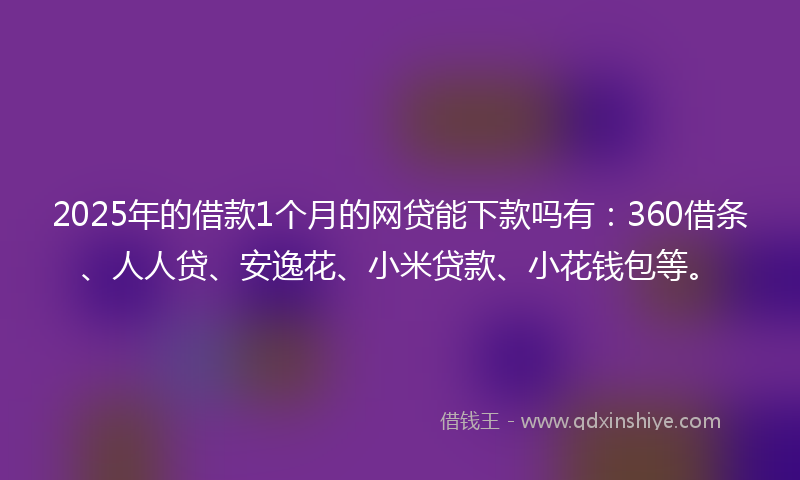 2025年的借款1个月的网贷能下款吗有：360借条、人人贷、安逸花、小米贷款、小花钱包等。