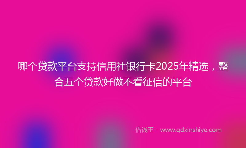 哪个贷款平台支持信用社银行卡2025年精选，整合五个贷款好做不看征信的平台