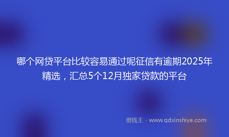 哪个网贷平台比较容易通过呢征信有逾期2025年精选，汇总5个12月独家贷款的平台