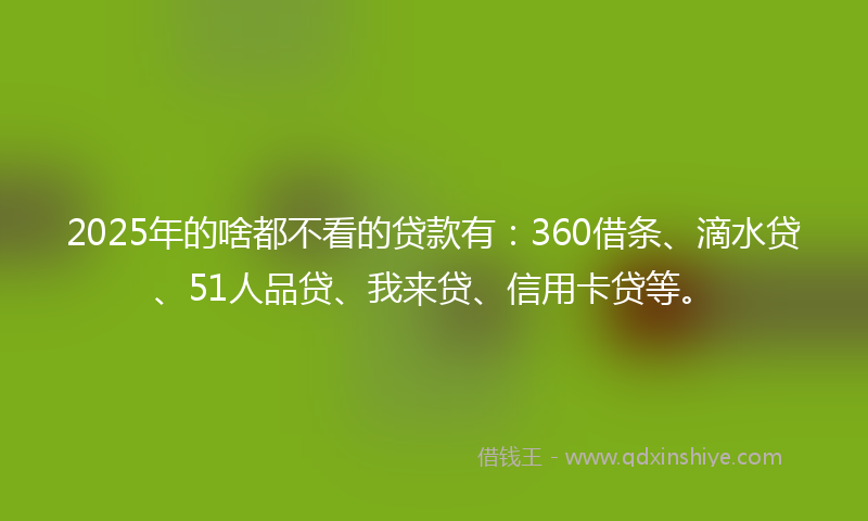 2025年的啥都不看的贷款有：360借条、滴水贷、51人品贷、我来贷、信用卡贷等。