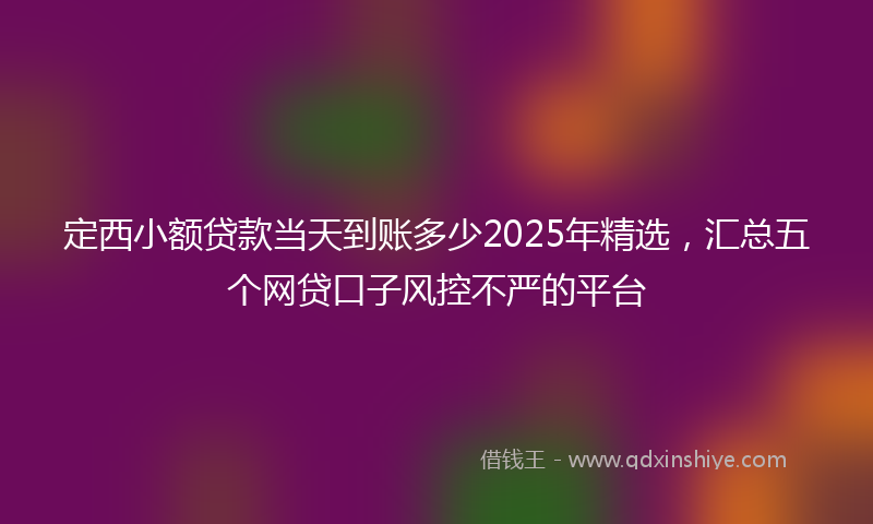 定西小额贷款当天到账多少2025年精选，汇总五个网贷口子风控不严的平台