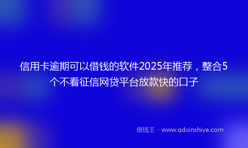 信用卡逾期可以借钱的软件2025年推荐，整合5个不看征信网贷平台放款快的口子