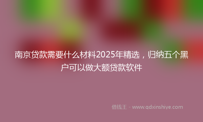 南京贷款需要什么材料2025年精选，归纳五个黑户可以做大额贷款软件