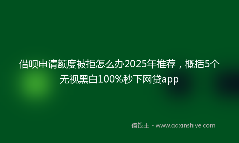 借呗申请额度被拒怎么办2025年推荐，概括5个无视黑白100%秒下网贷app
