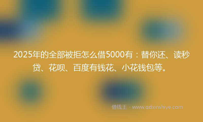 2025年的全部被拒怎么借5000有：替你还、读秒贷、花呗、百度有钱花、小花钱包等。