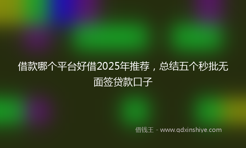 借款哪个平台好借2025年推荐，总结五个秒批无面签贷款口子