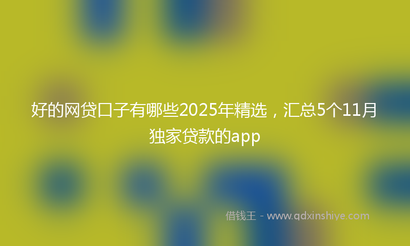 好的网贷口子有哪些2025年精选，汇总5个11月独家贷款的app