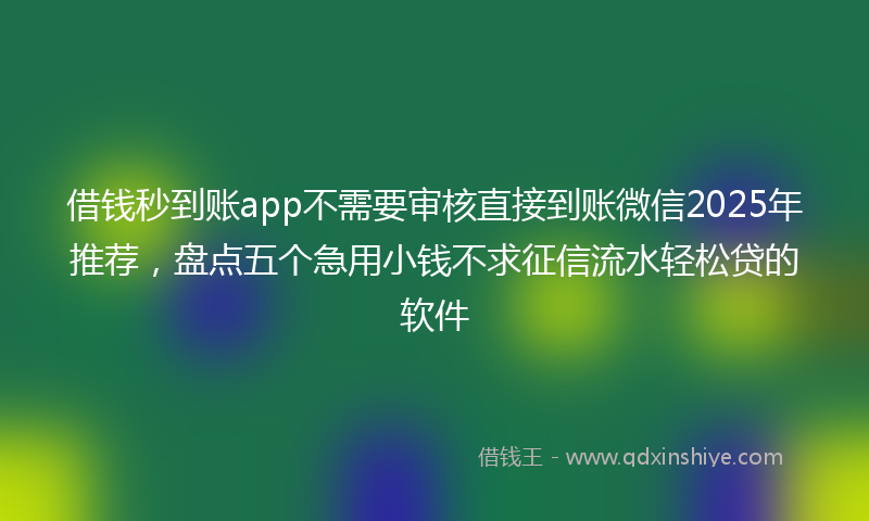 借钱秒到账app不需要审核直接到账微信2025年推荐，盘点五个急用小钱不求征信流水轻松贷的软件