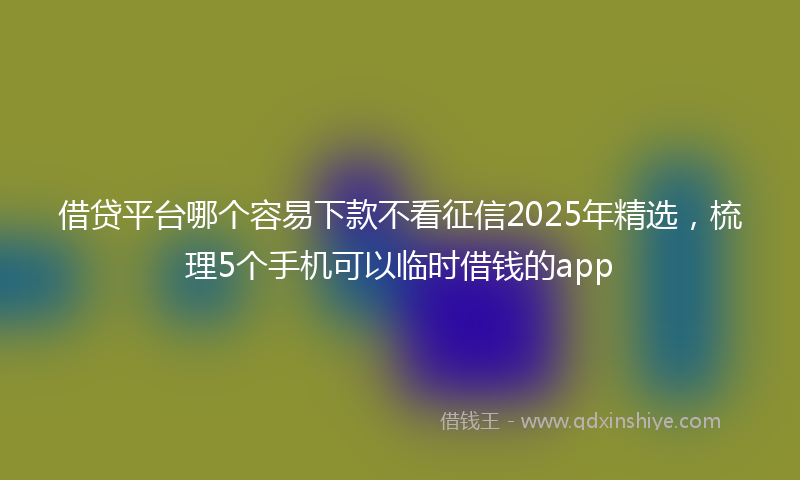借贷平台哪个容易下款不看征信2025年精选，梳理5个手机可以临时借钱的app