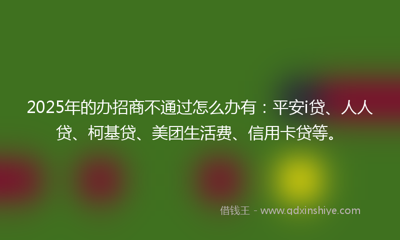 2025年的办招商不通过怎么办有：平安i贷、人人贷、柯基贷、美团生活费、信用卡贷等。