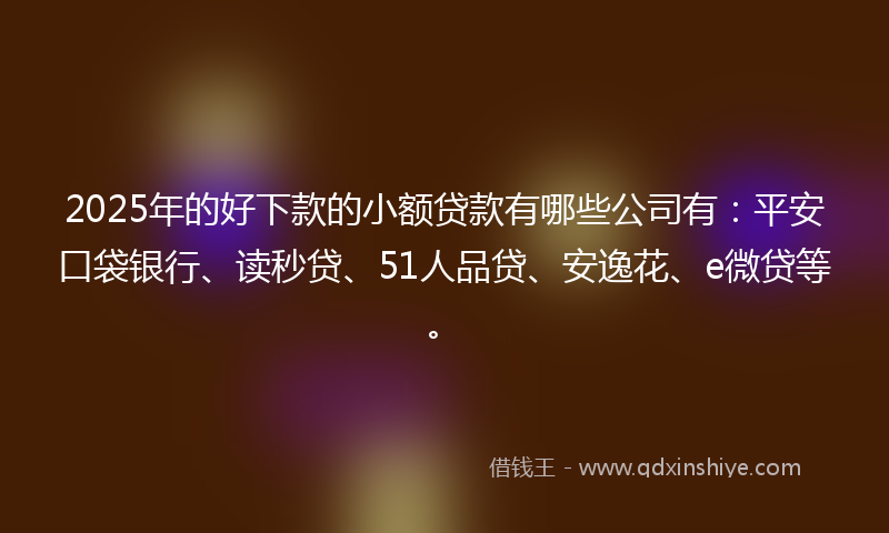 2025年的好下款的小额贷款有哪些公司有：平安口袋银行、读秒贷、51人品贷、安逸花、e微贷等。