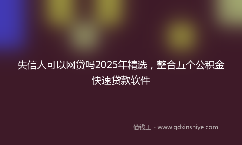失信人可以网贷吗2025年精选，整合五个公积金快速贷款软件