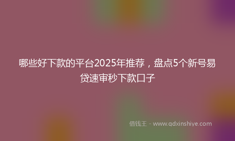 哪些好下款的平台2025年推荐，盘点5个新号易贷速审秒下款口子