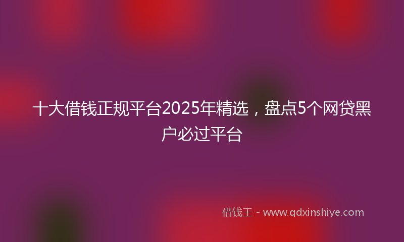 十大借钱正规平台2025年精选，盘点5个网贷黑户必过平台