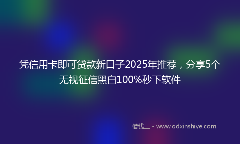 凭信用卡即可贷款新口子2025年推荐，分享5个无视征信黑白100%秒下软件
