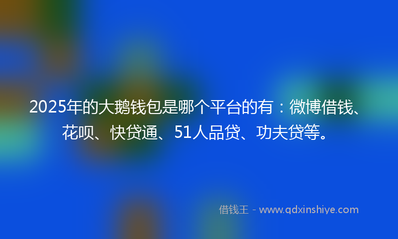 2025年的大鹅钱包是哪个平台的有：微博借钱、花呗、快贷通、51人品贷、功夫贷等。