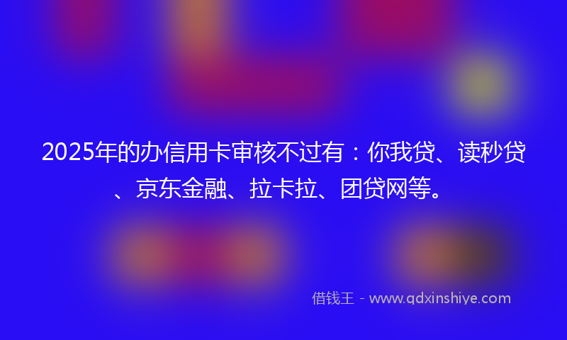 2025年的办信用卡审核不过有：你我贷、读秒贷、京东金融、拉卡拉、团贷网等。