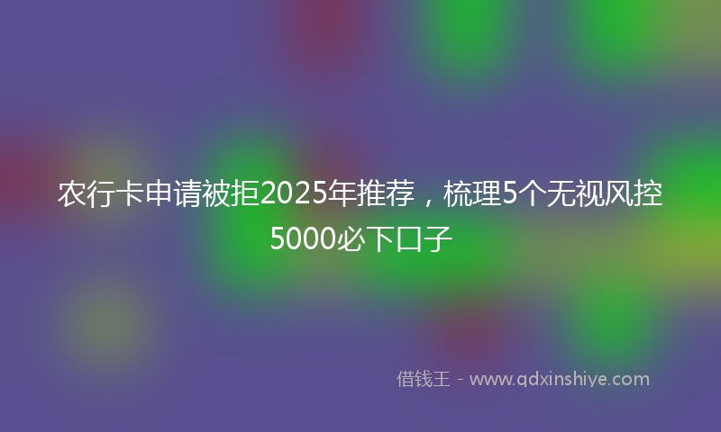 农行卡申请被拒2025年推荐，梳理5个无视风控5000必下口子