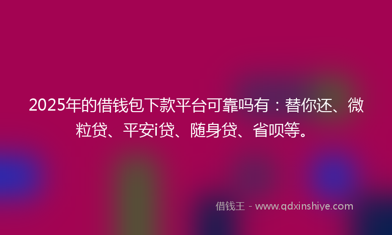 2025年的借钱包下款平台可靠吗有：替你还、微粒贷、平安i贷、随身贷、省呗等。